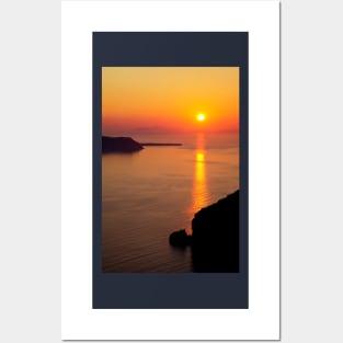 Golden Sunset On Santorini Island Posters and Art